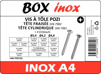 Vis à tôle POZI  tête fraisée/tête cylindrique + Embout